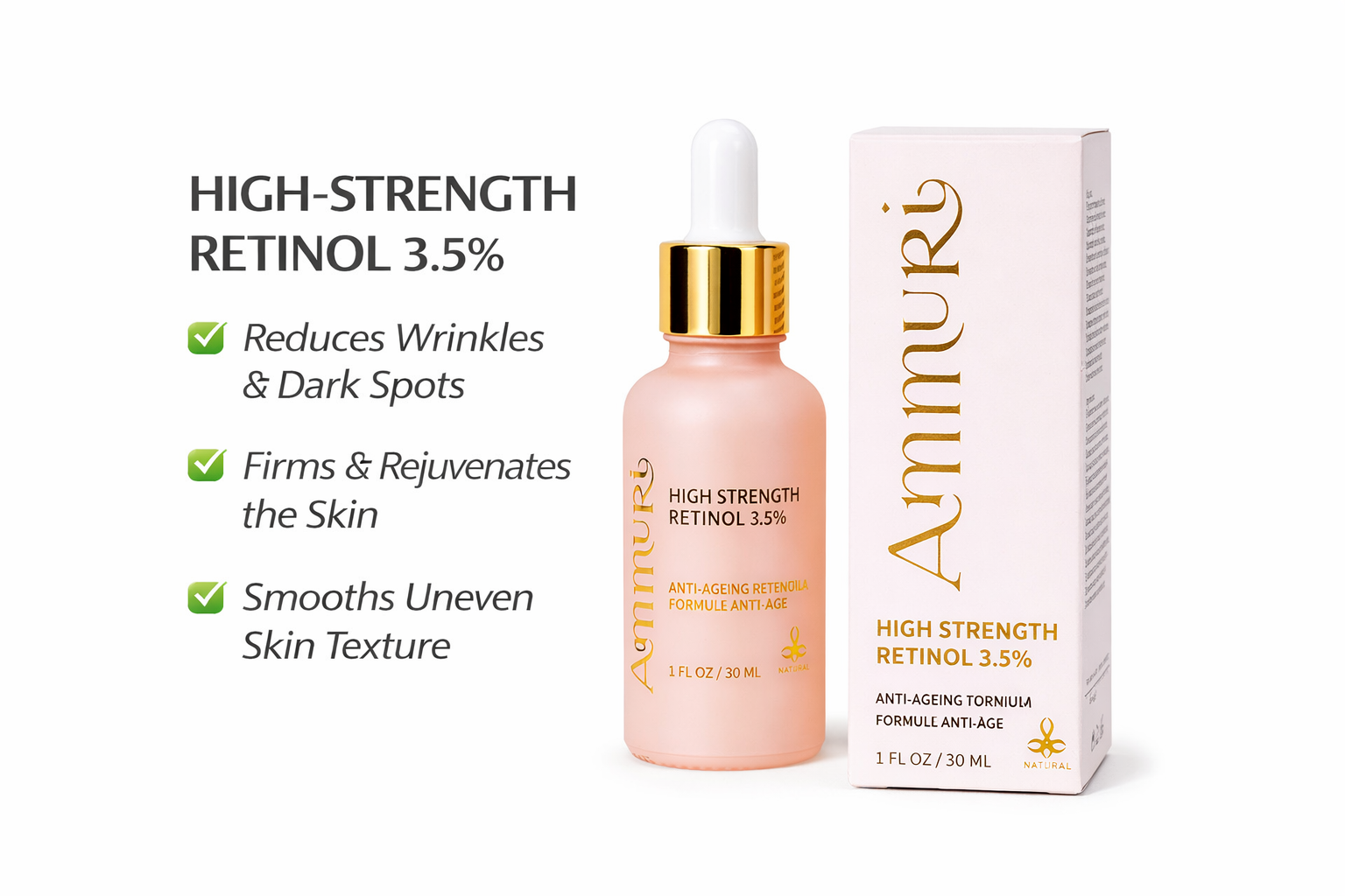 High Strength Retinol 3.5% Serum for Anti-Ageing & Skin Firming | Ammuri